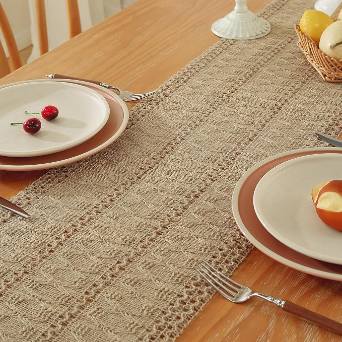 Burlap Boho Table Runner for Home Decor - Image 4