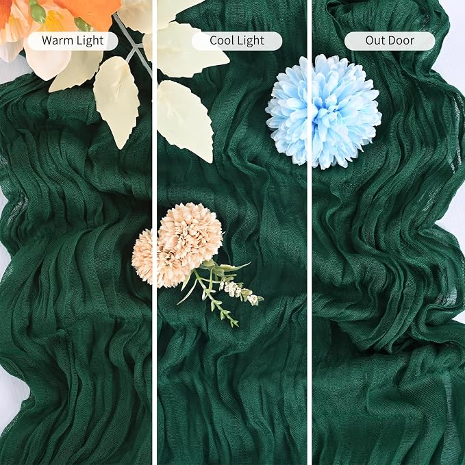 15 Pack Emerald Green Table Runner 17 x 108inch Cheesecloth Table Runner Boho - Image 6