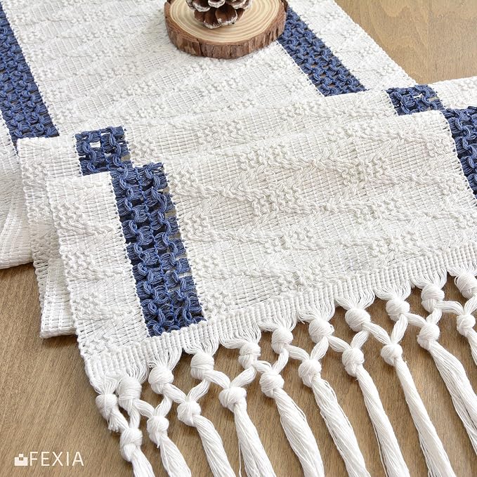 Fall Table Runner Blue for Coffe Table Home Boho Decor 12x72 Inch | 72 Inches - Image 6