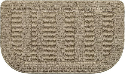 BEQHAUSE 30x18 Inch Kitchen Rug Mat Durable Kitchen Rugs Non-Slip Washable Absorbent Kitchen Mats for Floor Dirt-Resistant Semicircular Kitchen Mat (Beige)