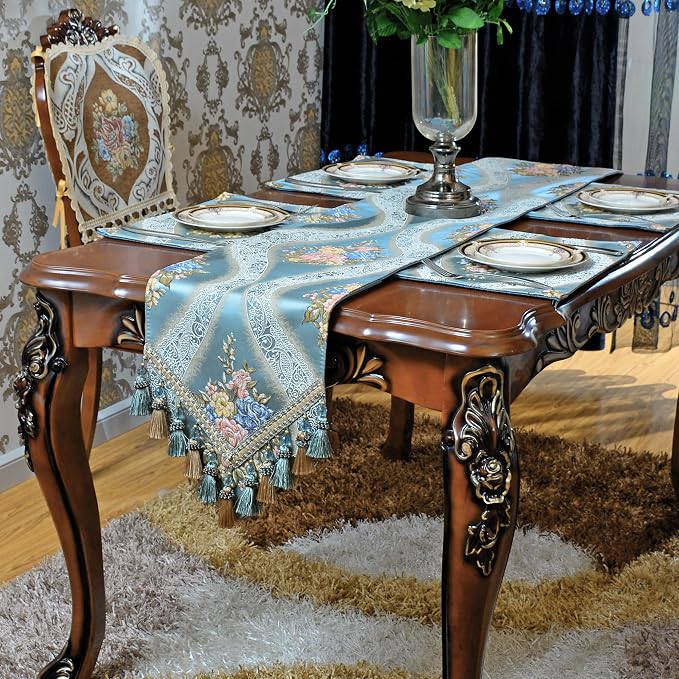 Extra Luxury Velvet Blue Table Runner 120 Inches Long - Image 7