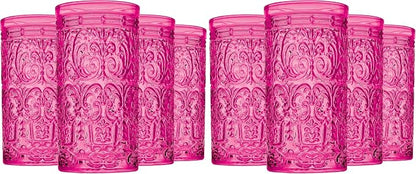 Godinger Highball Drinking Glasses, Tall Glass Cups Vintage Design by Godinger