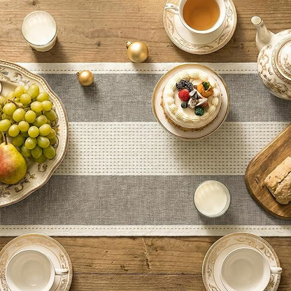 Artoid Mode Brown Farmhouse Rustic Table Runner, Seasonal Fall Macrame Fabric - Image 3