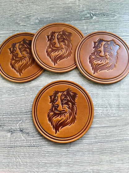 Dog Breed Leather Coasters – Premium Full Grain Table Protectors - Image 2