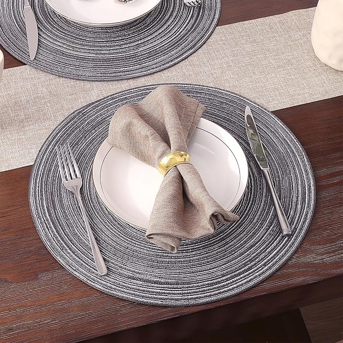 SHACOS Round Braided Placemats Set of 8 Round Table Mats - Image 3