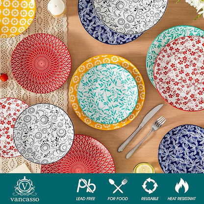 vancasso 10.25" Ceramic Dinner Plates Set of 6, Muted Vintage | Microwave - Image 3