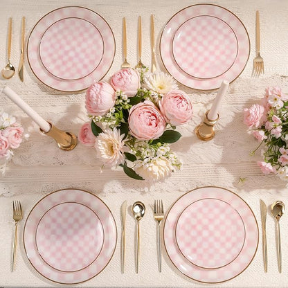 U-QE 20PCS Pink Plastic Plates for Party - Image 7