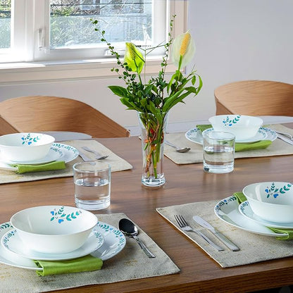 Cello Regal Dinnerware Set of 18 pieces, Service for 6, Chip & Scratch Resistant, Lightweight Round Plates and Bowls Set, Microwave & Dishwasher safe, Opalware Dinner Set, Morning Glory