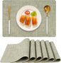 Faux Leather Placemats Set of 6, Heat Resistant Wipeable Washable Vinyl Place Mats, Waterproof Anti-Slip Dining Table Mats, Suitable for Indoor & Outdoor Use (Light Green)