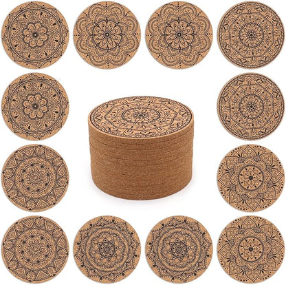 Cork Coasters for Drinks Absorbent Non Slip 12pcs 4 Inch India | Coaster for by Staruby
