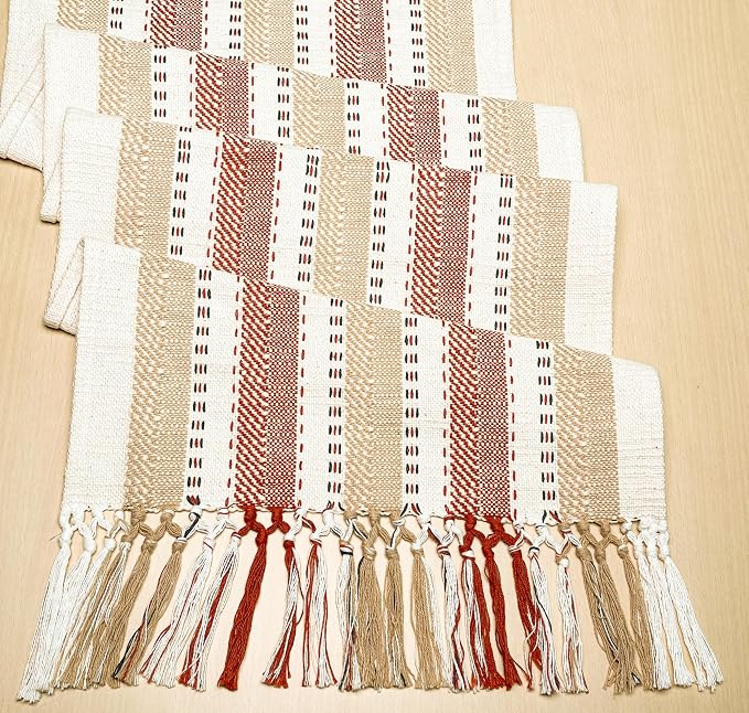 handspun Cotton Ivory, Handwoven Boho Table Runners - Image 5