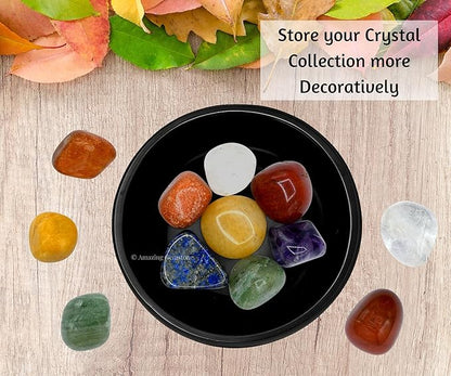Black Obsidian Crystal Bowl - 3 Inch Decorative Bowls for Room and Home Decor - Gemstone Healing Crystals for Elegant Display, Positive Energy Balance and Gift