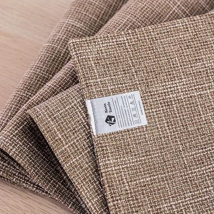 Kevin Textile Burlap Linen Placemats Set of 6 Heat Resistant Dining Table Place Mats Washable Kitchen Table Mats for Dinning Party Holiday Indoor Outdoor, 13 x19 inches, Natural Linen