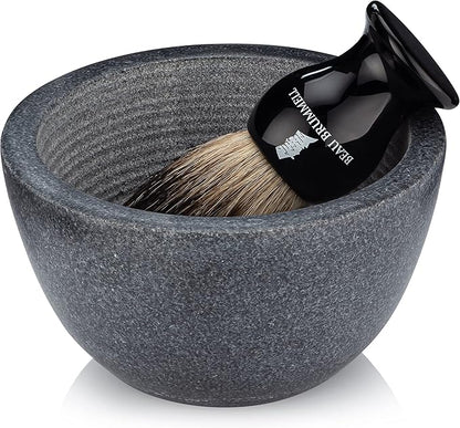 Beau Brummell The Original Marble Shaving Soap Bowl Handmade from 100% Natural Marble with Interior Grooves for Maximum Lather | Heat Retaining Stone Provides a Luxurious Hot Shave Experience