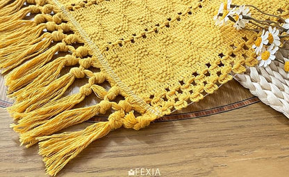 Yellow Table Runner with Tassels 12x90 Inch - Image 3