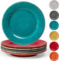 Rustic Melamine Dinner Plates, 11 inch Melamine Plates Set of 6, Large Salad/Dessert Plates, Unbreakable Colorful Serving Dishes Set for Indoor and Outdoor, Assorted Color…