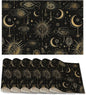 Placemats Set of 6,Moon Sun Table Mats,Vintage Boho Washable Linen Table Mats,Non-Slip Heat Resistant Placemats for Party Kitchen Dining Indoor Outdoor 12"x18"