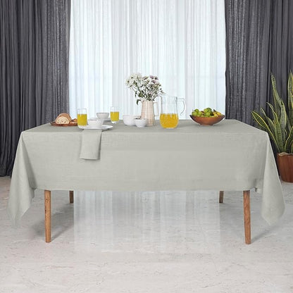 D'Moksha Homes Linen Tablecloth for Rectangle Tables 60 x 144 Inch - 100% Pure Linen Silver Grey Table Cloth - Machine Washable Cloth Tablecloth for Spring, Easter