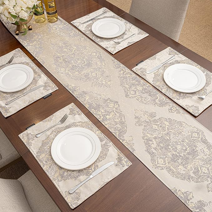 Loom and Mill Luxury Elegant Damask Table Runner 120 inches Long, 13x120 inch - Image 3