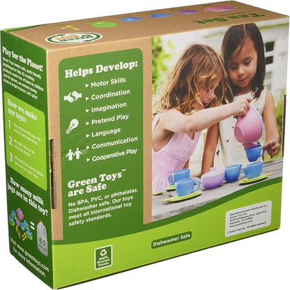 Green Toys Tea Set, Motor Skills, Language & Communication Kids Role Play Toy. - Image 6
