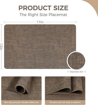 NCUE Vinyl Placemats Set of 8, Heat Resistant, Nonslip Faux Leather Waterproof - Image 4