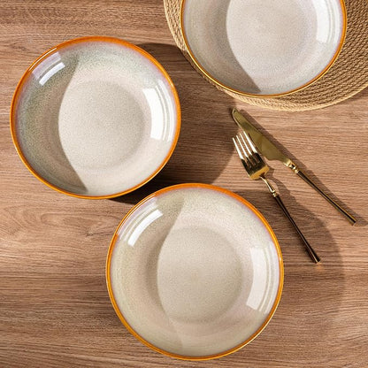 LERATIO 9.0" Ceramic Pasta Bowls Set of 4, 38oz Large Stoneware Bowls Set | - Image 4