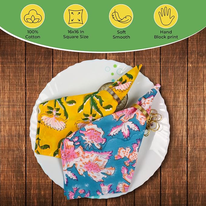 DIYANAIMPEX 10 Pc Cotton Cloth Napkins Hand Block Print Hand Made Size 16x16 - Image 4
