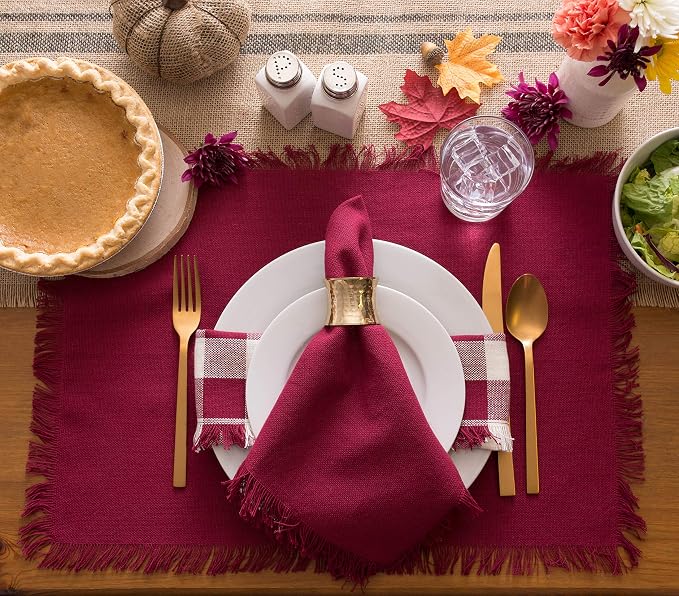 DII Everyday Collection, Fringed Solid Tabletop, Napkin Set, 6 Piece - Image 6
