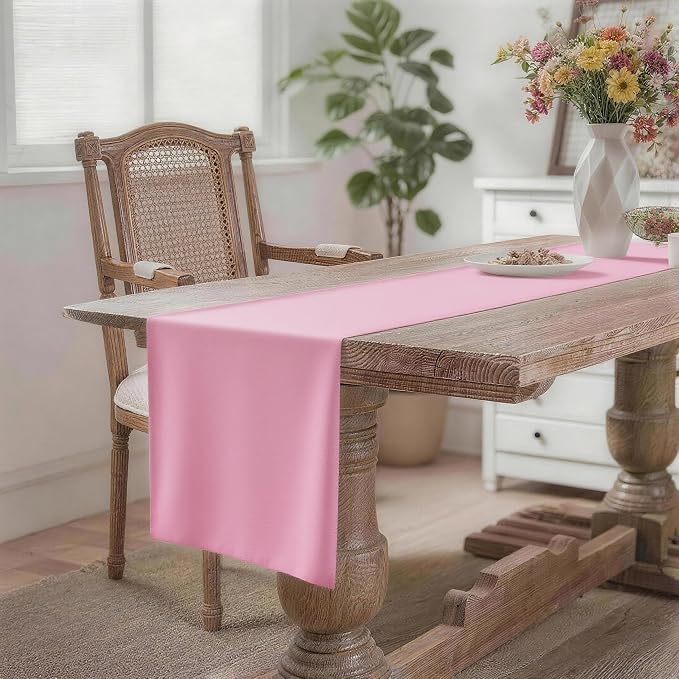 MEANMOY Pink Table Runner 72 Inches Long Waterproof Washable Table Runners | - Image 2