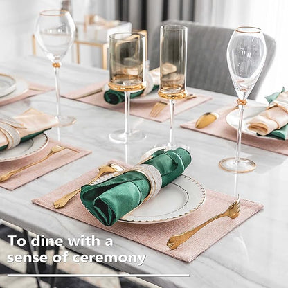 Home Brilliant Placemats Set of 8 Heat Resistant Dining Table Place Mats for Kitchen Table Party Dinner Valentines Decorations, 13 x 19 inches, Apricot Pink