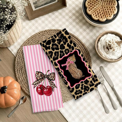 Coquette Pink Leopard Print Hand Towels - Image 7