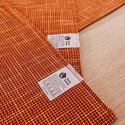 Kevin Textile Burlap Linen Placemats Set of 6 Heat Resistant Dining Table Place Mats Washable Kitchen Table Mats for Dinning Party Holiday Indoor Outdoor, 13 x19 inches, Orange