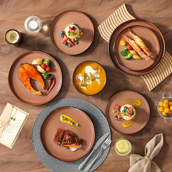 vancasso Plates and Bowls Sets, 24 Pieces Stoneware Dinnerware Sets - Image 2