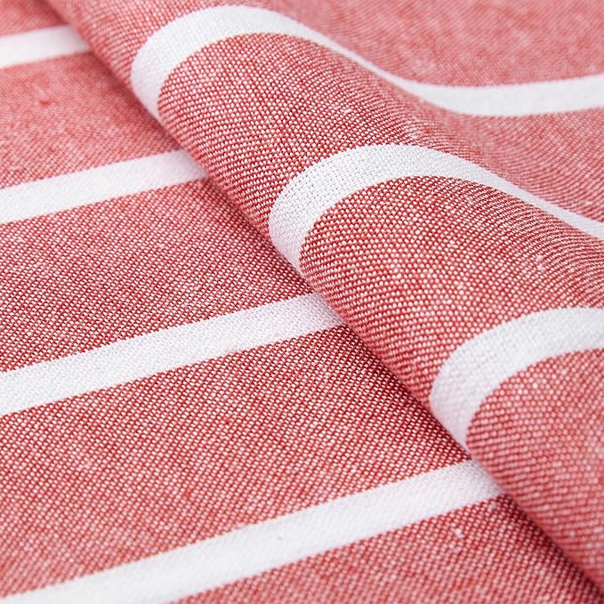 Encasa XO Table Runner, Woven Cotton Dining Runner 13"x72" | Roma Red Stripes - Image 5