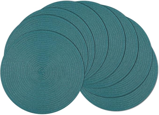 SHACOS Round Placemats Set of 8 Woven Braided Table Placemats 15 inch Circle by SHACOS