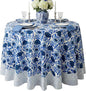 ATOSII Cotton Tablecloth 90" Inches Round Positano Blue