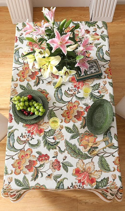 patdrea Designer Vintage Linen Square Tablecloth,Provencal Rustic Floral Pattern Tablecloths,Decorative Table Cover Cloth for Kitchen,Dining,Tea Party,Home,Christmas,67"*67"
