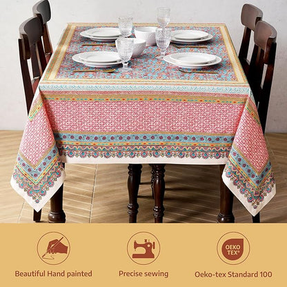 Maison d' Hermine Premium Table Cloth Rectangle Table 100% Combed Cotton 108 x 70 Inches Tablecloth Reusable Decorative for Dining Room, Farmhouse, Home, Party, Festive & Wedding - Lauris