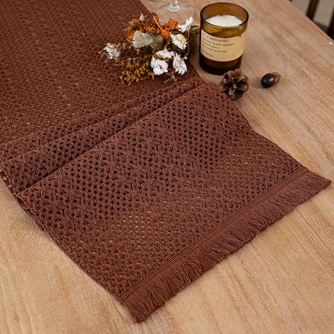 Boho Fall Table Runner Crochet for Home Kitchen Decor 13x72 Inch | 72 Inch Long - Image 5