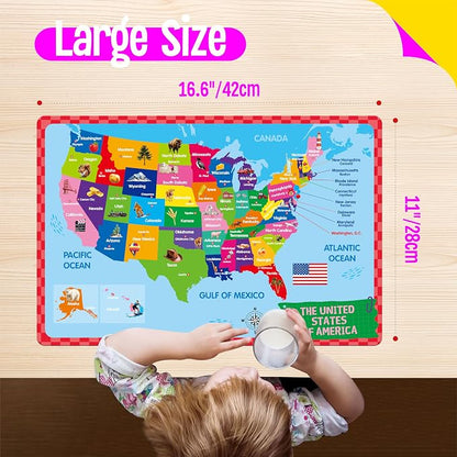 6 Pack Placemats for Kids, Non-Slip Washable, Reusable Alphabet, Shape & Color - Image 3
