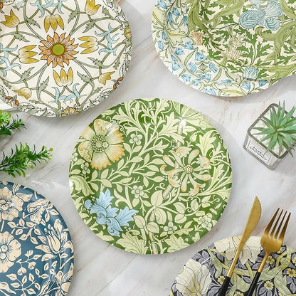 60 Pcs Vintage Wildflower Paper Plates Disposable Plates 9 Inch Green Blue - Image 4