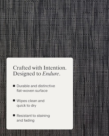 Chilewich Bamboo Placemats Set of 4 - Round Woven Placemats - Reusable, Stain-Resistant, Indoor/Outdoor Tabletop Protection - 15" - Smoke