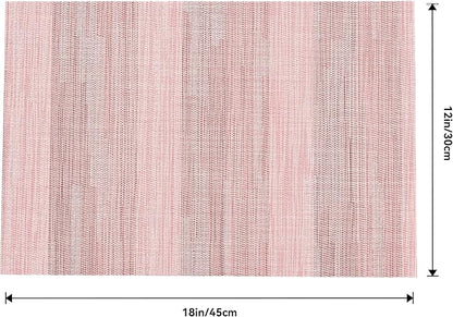 Leetaltree Misty Rose Placemats Set of 8 - Heat Resistant Non-Slip Place mats for Dining Table, Washable Durable PVC Vinyl Woven Table Mats（Misty Rose, 8）