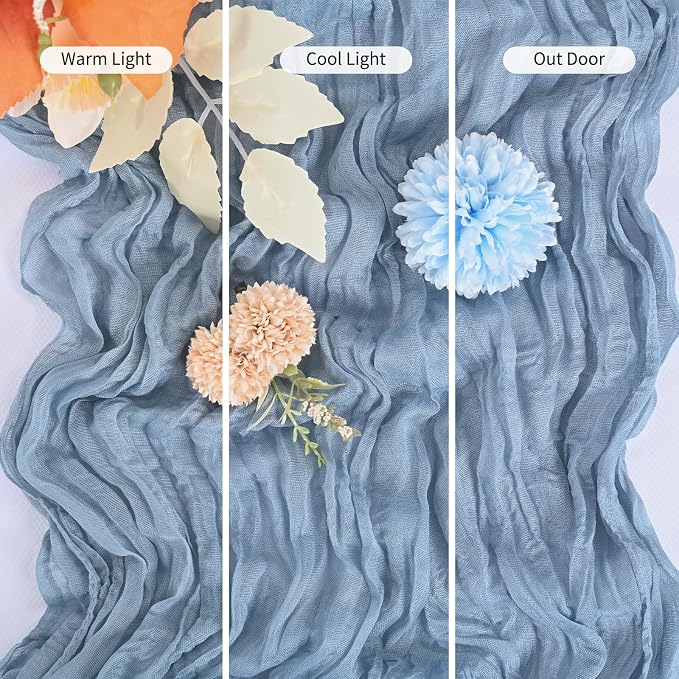 25 Pack Dusty Blue Table Runner 17 x 108inch Cheesecloth Table Runner Boho - Image 6