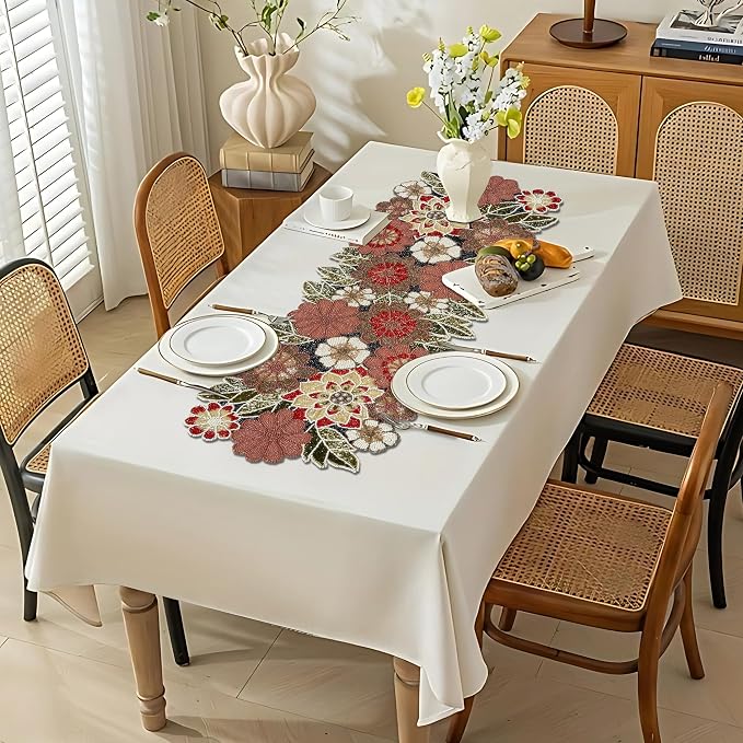 Beaded Table Runner Decorative Hand Glitz Rustic Farmhouse - Image 2