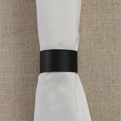 Black Cuff Napkin Ring Set of 4, Matte Metal | 1" x 2" | Metal | Minimalist by Split-P