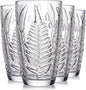 Clear Drinking Glasses Set of 4, 16 oz Glass Cups, Vintage Fern Glassware | by QELVIO