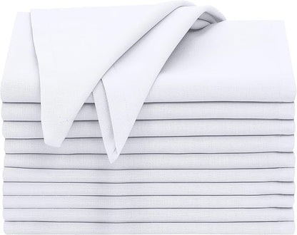 Ruvanti Cloth Napkins Set of 12, 18x18 Inches, 100% Cotton, Washable, Soft & Absorbent, Perfect for Wedding, Christmas, ‎Thanksgiving Dinners - White