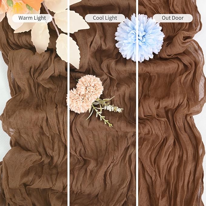 15 Pack Brown Table Runner 17 x 108inch Cheesecloth Table Runner Boho Gauze - Image 6