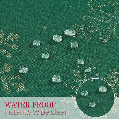 Cloth Place Mats Set of 8–Reusable Rectangular Waterproof Fabric Polyester Washable Wipeable Heat Resistant Jacquard Sparkling Metallic Snowflake for Kitchen Table(Hunter Gold/13x19 Inch)